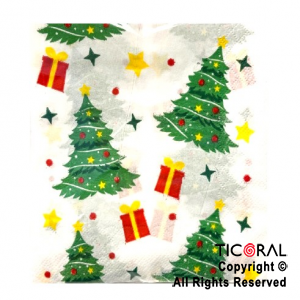 SERVILLETA 33X33 DECORADA NAVIDAD ARBOL NAVIDE?O X 20